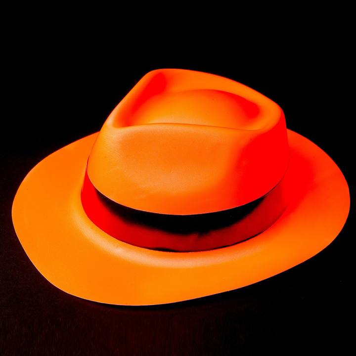 Chapeau FLUO UV Gangsta Capone - Orange fluorescent avec lumière noire