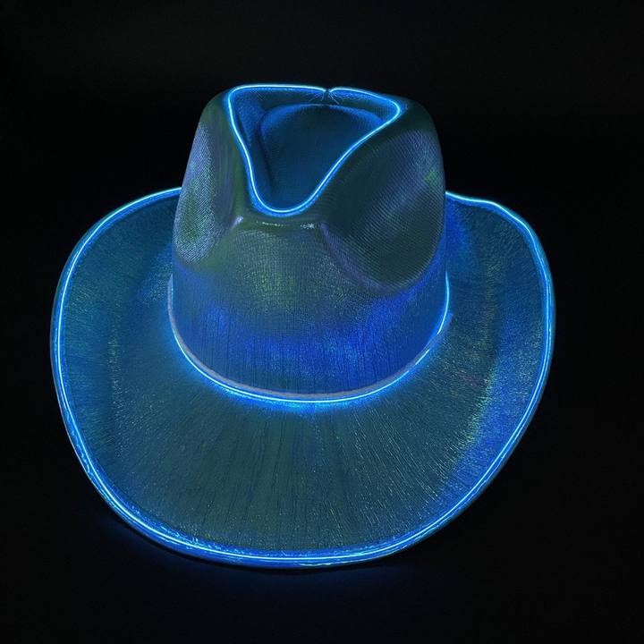 Chapeau Lumineux Bleu Irisé Cow Boy