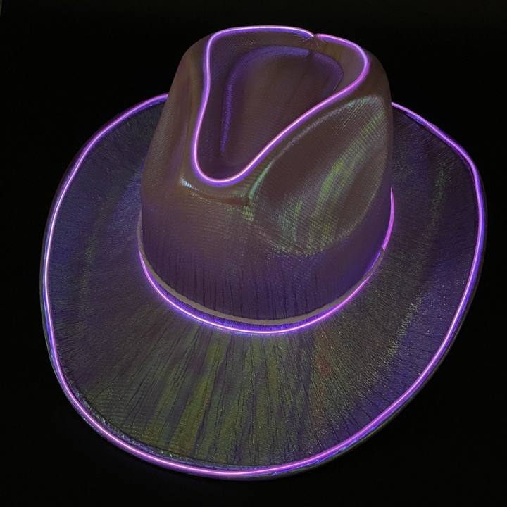 Chapeau Lumineux Bleu Irisé Cow Boy