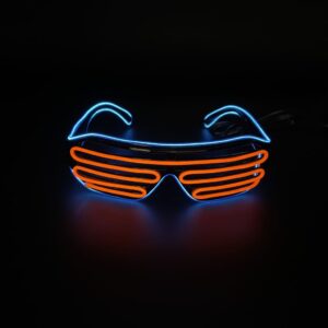 EL Wire Shutter Bicolor LED Glasses - Orange/Blue